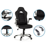 Sedia da gaming GAME SPORT in nero con braccioli regolabili e pistone a gas di hjh OFFICE