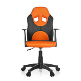 Sedia girevole per bambini KID GAME AL nero-arancione con schienale in rete e base a cinque ruote di hjh OFFICE – vista a 360° (vista frontale 0°)