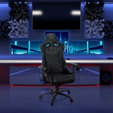 Sedia da gaming nera GAMEBREAKER SX 04 con design a cuciture trapuntate e braccioli regolabili di hjh OFFICE
