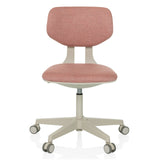 Rosa Kinderdrehstuhl KID CLASSIC mit gepolsterter Sitzfläche und Fußkreuz mit fünf Rollen von hjh OFFICE – 360-Grad-Ansicht (Frontansicht 0°)