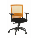 Sedia da ufficio professionale PORTO BASE nero-arancione con schienale in rete e base a cinque ruote di hjh OFFICE – vista a 360° (vista frontale 20°)
