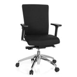 Sedia da ufficio professionale ASTRA BASE nera con braccioli e base a cinque ruote di hjh OFFICE – vista a 360° (vista frontale 20°)