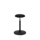Ausilio per la posizione eretta BALANCE SIT nero con cuscino per seduta rotondo e base circolare di hjh OFFICE – vista a 360° (vista frontale 20°)