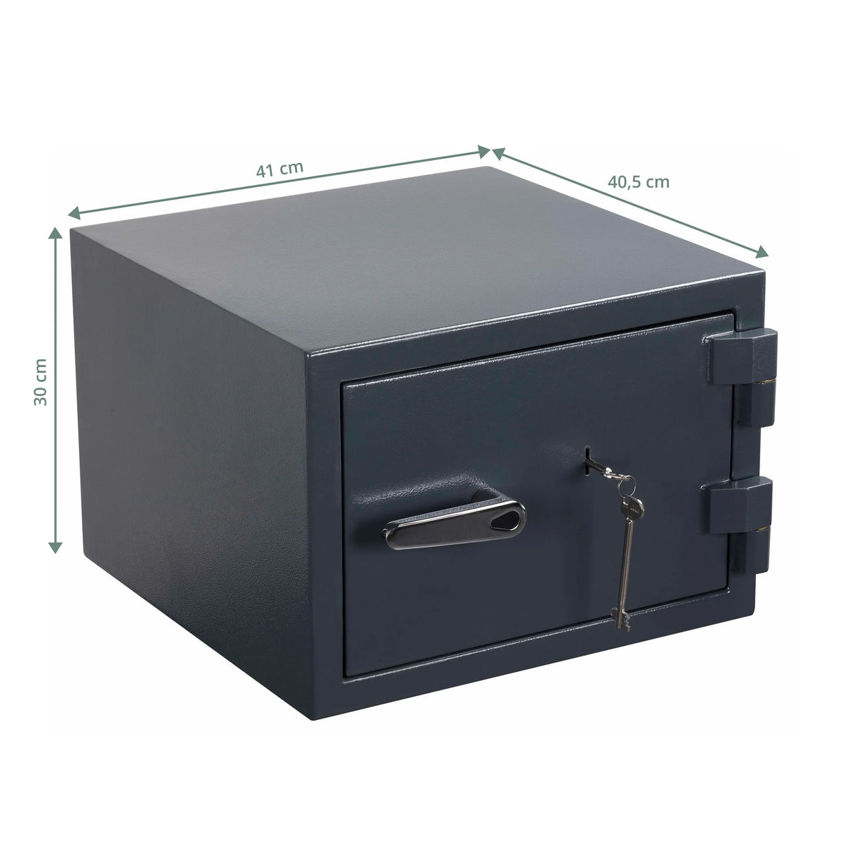 Vista dimensionale della Cassaforte Safe Compact Pro in antracite con 41 × 40,5 cm e un'altezza di 30 cm di hjh OFFICE