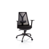 Sedia Home Office FALUN BASIC nera con schienale in rete e base a cinque ruote di hjh OFFICE – vista a 360° (vista frontale 20°)