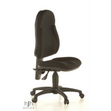 Sedia Home Office WELLPOINT 10 nera con base a stella e cinque rotelle di Topstar – vista a 360° (vista frontale a tre quarti 60°)