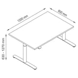 Disegno tecnico della scrivania XDLR 12 G di 1200 × 800 mm di hjh OFFICE PRO