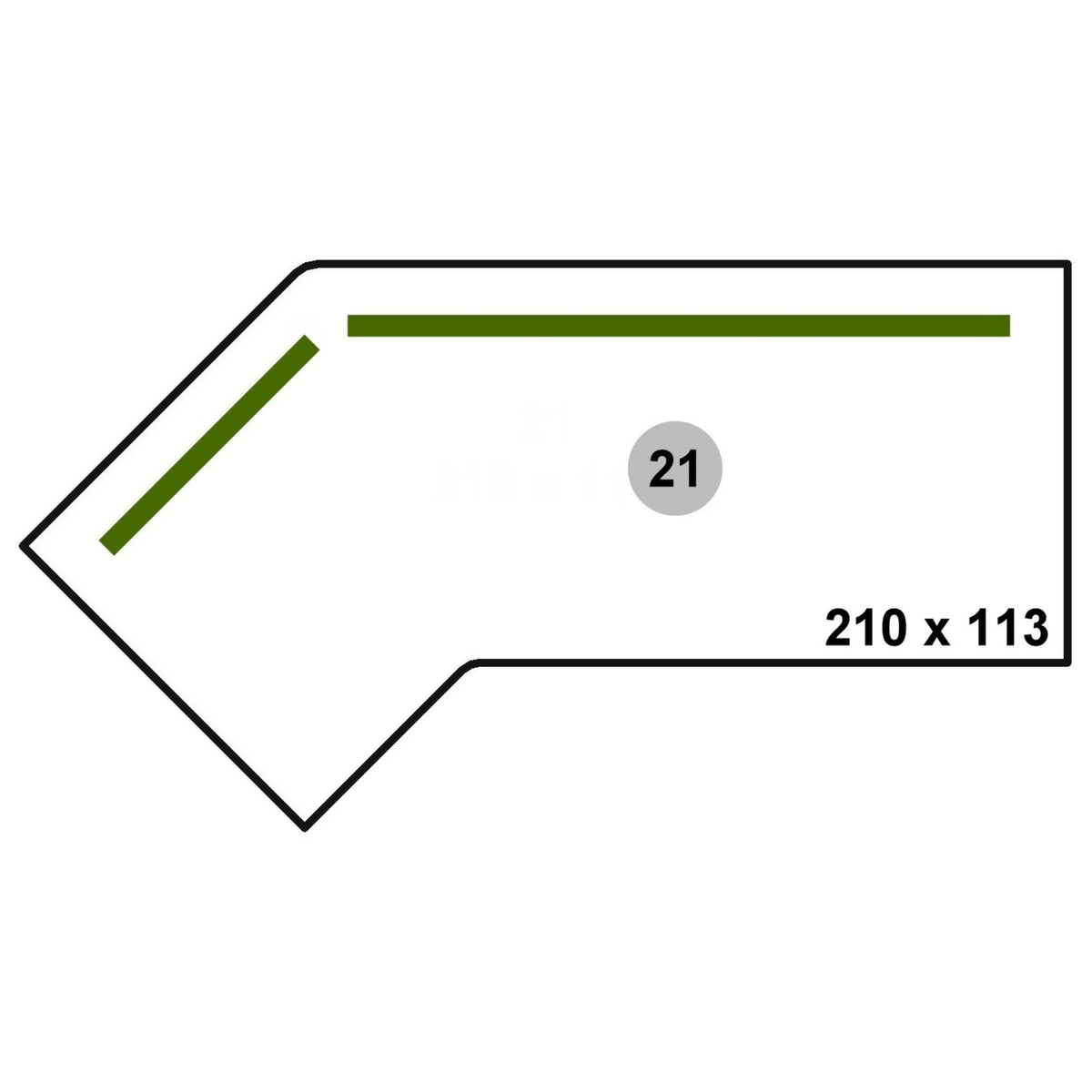 Disegno tecnico della mascherina SI S con dimensioni 210 × 113 di hjh OFFICE PRO