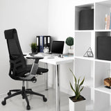 Sedia da ufficio professionale GENIDIA SMART BLACK CM nera con schienale in rete e struttura cromata di hjh OFFICE