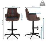 Disegno tecnico dello Sgabello da bar SOLAO LIFE HIGH con un'altezza totale di 93-117 cm di hjh LIVING