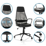 Poltrona Home Office MARCOZ in nero con diverse viste dettagliate di MyBuero