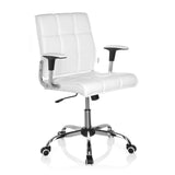 Sedia Home Office ERNESTO bianca con imbottitura trapuntata e base a cinque ruote di hjh OFFICE – vista a 360° (vista frontale a tre quarti 40°)