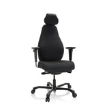 Poltrona professionale RESISTIO XXL nera con poggiatesta e base a cinque ruote di hjh OFFICE – vista a 360° (vista frontale 20°)