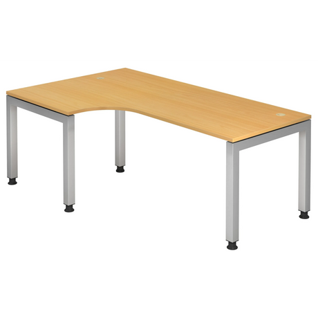 L-förmiger Schreibtisch JAVA 82 S in Buche-Optik mit silbernen Metallbeinen von hjh OFFICE PRO