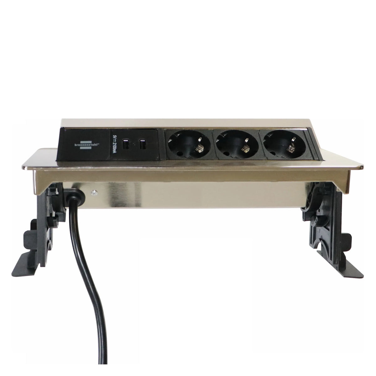 Ciabatta in alluminio ELDUSB1 con tre prese e due porte USB di hjh OFFICE PRO