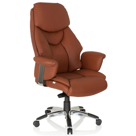 Luxus-Chefsessel PRADO mit braunem Kunstlederbezug und glänzendem Sternfuß von hjh OFFICE