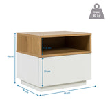 Disegno tecnico del Tavolino MELMO in bianco e rovere, 50 × 40 cm, di hjh LIVING