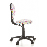 Kinderdrehstuhl KIDDY TOP mit buntem Herz- und Blumenmuster sowie Fußkreuz mit fünf Rollen von hjh OFFICE – 360-Grad-Ansicht (Seitenprofil 80°)