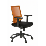 Sedia da ufficio professionale PORTO BASE nero-arancione con schienale in rete e base a cinque ruote di hjh OFFICE – vista a 360° (vista frontale a tre quarti 60°)