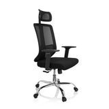 Sedia Home Office ZH 200 nera con schienale in rete e base a cinque ruote di hjh OFFICE – vista a 360° (vista frontale a tre quarti 60°)