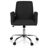 Sedia Home Office FLOW nera con braccioli e base cromata a cinque ruote di hjh OFFICE – vista a 360° (vista frontale 0°)
