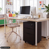 Cassettiera con rotelle DAVIK nera con tre cassetti e serratura di hjh OFFICE