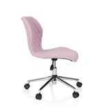 Sedia girevole per bambini JOY II rosa con effetto trapuntato e base a cinque ruote di hjh OFFICE – vista a 360° (profilo laterale 80°)