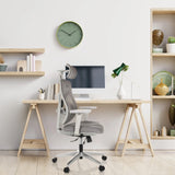 High-end Sedia da ufficio CASSILIS W grigia con schienale in rete e poggiatesta di hjh OFFICE