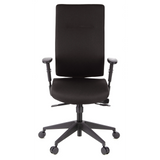 Sedia da ufficio professionale PRO-TEC 300 nera con braccioli e base a cinque ruote di hjh OFFICE – vista a 360° (vista frontale 0°)