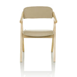 Sedia pieghevole SCANDIO beige con braccioli e struttura in legno di hjh OFFICE – vista a 360° (vista frontale 0°)