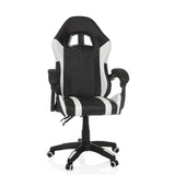 Sedia da gaming GAMEBREAKER W02 bianca e nera con base a cinque ruote di MyBuero – vista a 360° (vista frontale 15°)