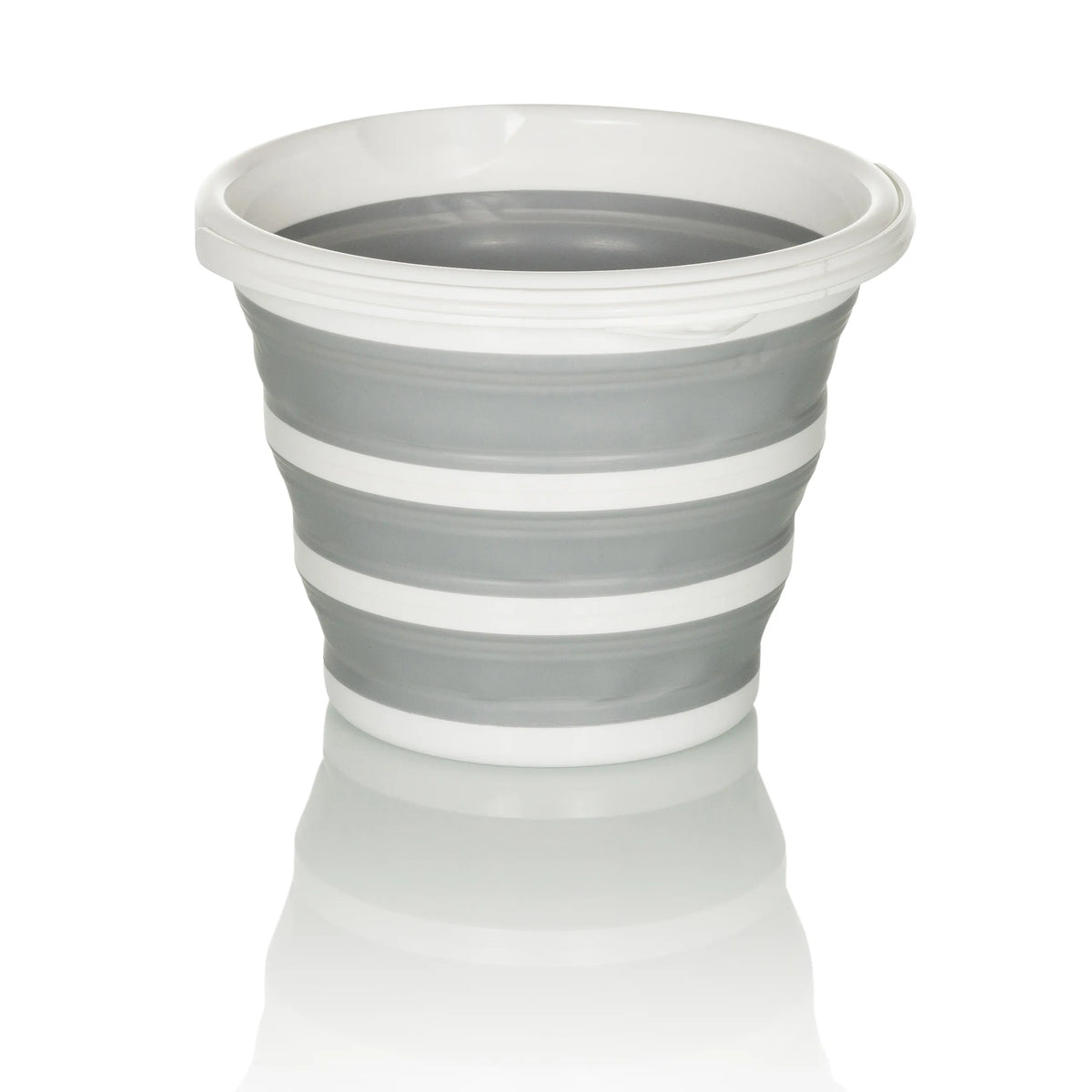 Contenitore pieghevole CLEAN SILR grigio-bianco con struttura pieghevole e bordo bianco di hjh OFFICE – vista a 360° (profilo laterale 90°)