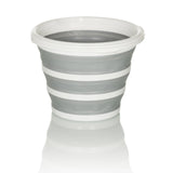 Contenitore pieghevole CLEAN SILR grigio-bianco con struttura pieghevole e bordo bianco di hjh OFFICE – vista a 360° (profilo laterale 90°)