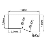 Disegno tecnico della scrivania ATOS 18 S di 1,80 x 1,00 m di hjh OFFICE PRO