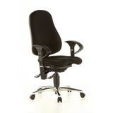 Schwarzer Profi-Bürostuhl SITNESS 10 mit Armlehnen und Fußkreuz mit fünf Rollen von Topstar – 360-Grad-Ansicht (schräge Frontansicht 40°)