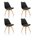 Vier schwarze Schalenstühle SCANDI 4 mit Beinen aus hellem Holz von hjh OFFICE
