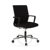 Sedia da ufficio professionale MOVE-TEC 3D nera con braccioli e base a cinque ruote di hjh OFFICE – vista a 360° (vista frontale a tre quarti 40°)