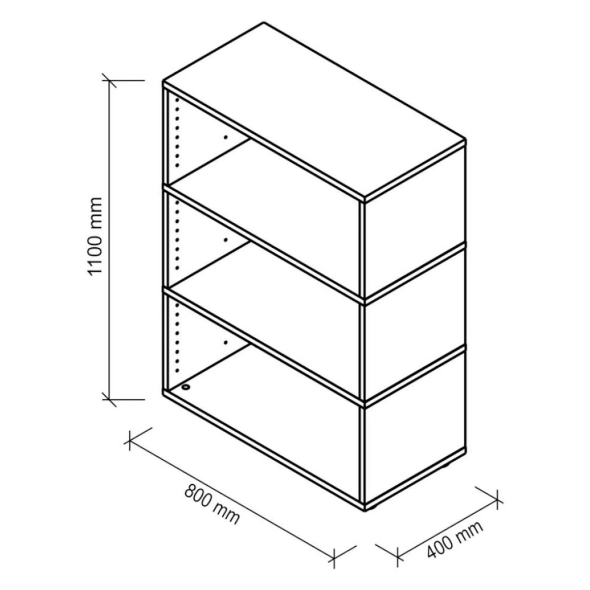 Disegno tecnico dello scaffale FlexWall 1100 x 800 mm di hjh OFFICE PRO