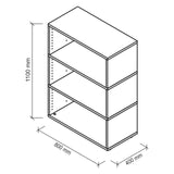 Disegno tecnico dello scaffale FlexWall 1100 x 800 mm di hjh OFFICE PRO