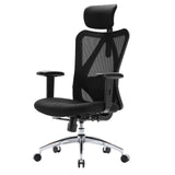 Sedia da ufficio professionale M18-M148 nera con schienale in rete, poggiatesta e base lucida di Sihoo