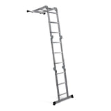 Scala richiudibile SOLID W3 in alluminio argento con dodici gradini di hjh OFFICE – vista a 360° (vista posteriore a tre quarti 144°)
