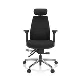 Sedia da ufficio professionale PHOENIX PRO I nera con poggiatesta e base a cinque ruote di hjh OFFICE – vista a 360° (vista frontale 0°)