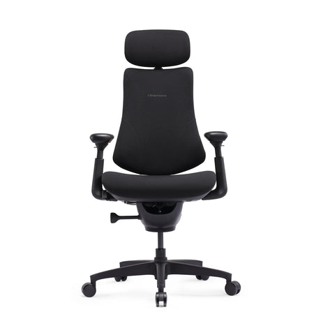 Schwarzer High-End-Bürostuhl LiberNovo Omni SE mit Kopfstütze und verstellbaren Armlehnen von Libernovo