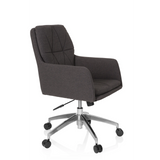 Sedia Home Office SHAKE 350 grigio scuro con motivo trapuntato e base a cinque ruote di hjh OFFICE – vista a 360° (vista frontale a tre quarti 60°)