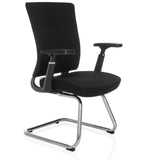 Sedia a sbalzo CAPTIVO PRO V nera con braccioli e rivestimento in tessuto di hjh OFFICE – vista a 360° (vista frontale a tre quarti 45°)