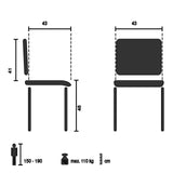 Disegno tecnico della Sedia da esterno BEGIO S con un'altezza della seduta di 46 cm di hjh LIVING