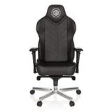 Sedia da gaming GAMEBREAKER COLOSSUS nera con braccioli e base lucida a cinque ruote di hjh OFFICE – vista a 360° (vista frontale 0°)