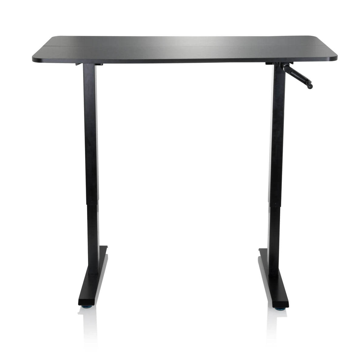 Scrivania in piedi STAND CR nera con manovella per la regolazione dell'altezza di hjh OFFICE – vista a 360° (vista frontale 0°)