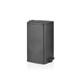 Cestino nero Clean Step 4 con coperchio e pedale di hjh OFFICE – vista a 360° (vista frontale a tre quarti 60°)