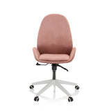 Sedia Home Office AVEA rosa con braccioli e base bianca a cinque ruote di hjh OFFICE – vista a 360° (vista frontale 0°)